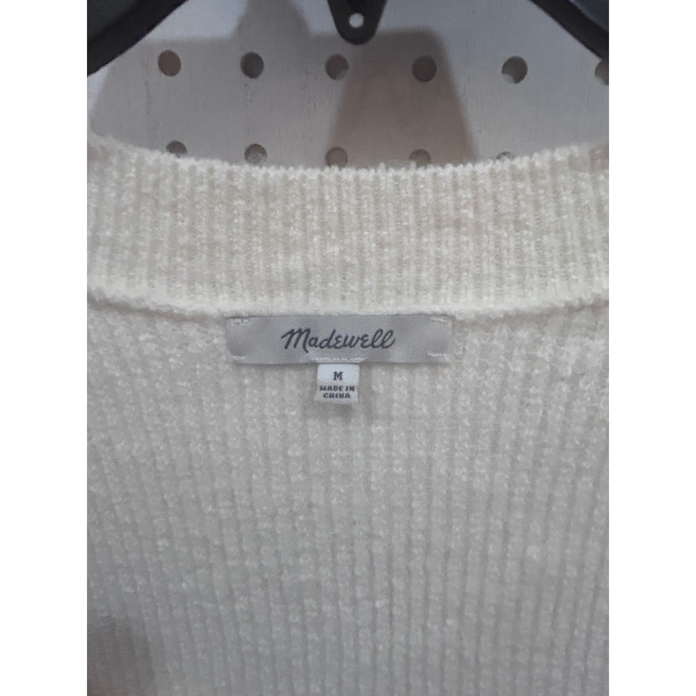Madewell Cream Square Neck Ribbed Knit Sweater Long Sleeve Balloon Sleeve M - Picture 3 of 6